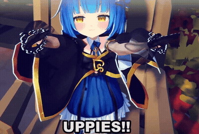 Blue Haired Anime Girl Saying Uppies GIF