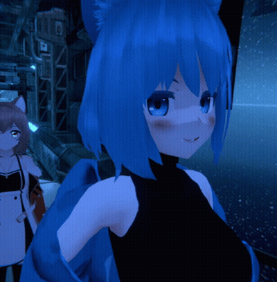 Blue Haired Anime Girl With Cat Ear GIF