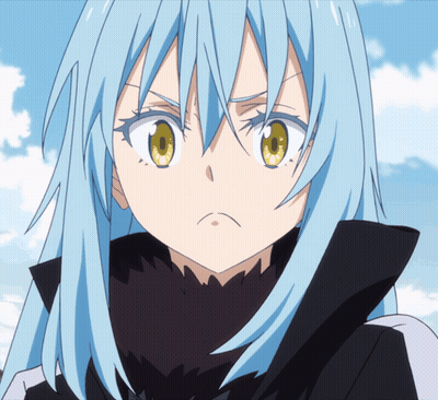 Blue Haired Anime Girl With Yellow Eyes GIF