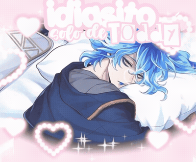 Blue-Haired Boy Pink Hearts Idiosino Colo De Todoly GIF