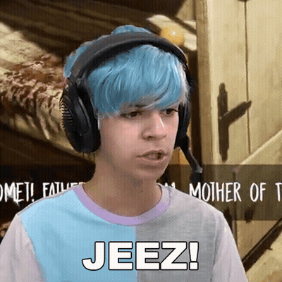 Blue-Haired Boy With Headphones Saying Jeez GIF