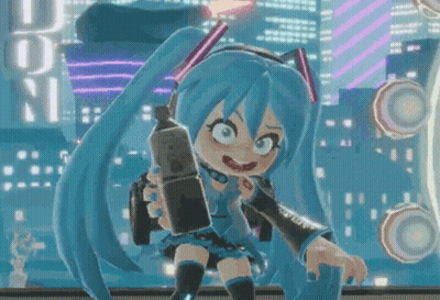 Blue-Haired Cartoon Character Holding Water GIF
