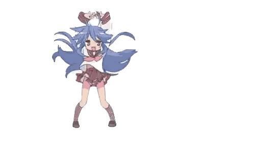 Blue-Haired Cartoon Girl Dancing In School Uniform Sticker