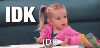 Blue-Haired Cartoon Girl Saying IDK Bruh GIF