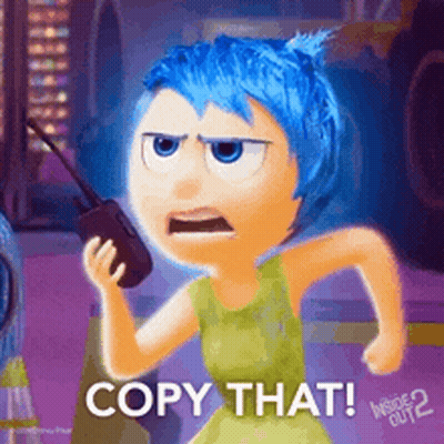 Blue Haired Cartoon Holding Phone Saying Copy That GIF