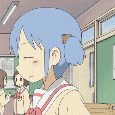 Blue-Haired Girl At Green Number Board GIF