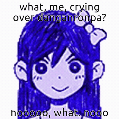 Blue Haired Girl Crying Over Danganronpa GIF
