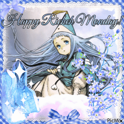 Blue-Haired Girl Happy Rich Monday GIF