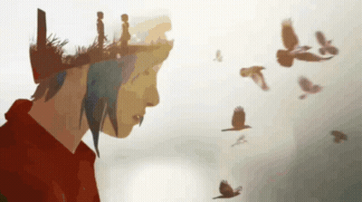 Blue-Haired Girl In Hat And Tie GIF