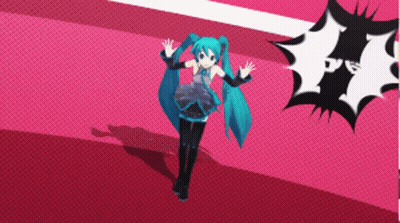 Blue-Haired Girl Pink Background GIF