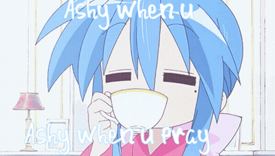 Blue-Haired Girl's Ashly When U Pray Cup GIF