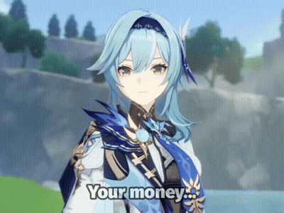 Blue-Haired Girl Says Your Money GIF