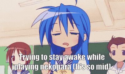 Blue Haired Girl Trying To Stay Awake Playing Nekopara GIF