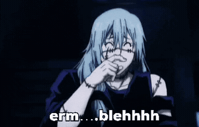 Blue Haired Girl With Glasses Making Funny Face GIF
