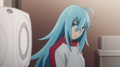 Blue Haired Girl With Number 10 GIF