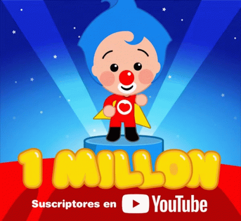 Blue Haired Red Nosed Clown On Blue Podium 1 Million Suscriptores En Youtube GIF