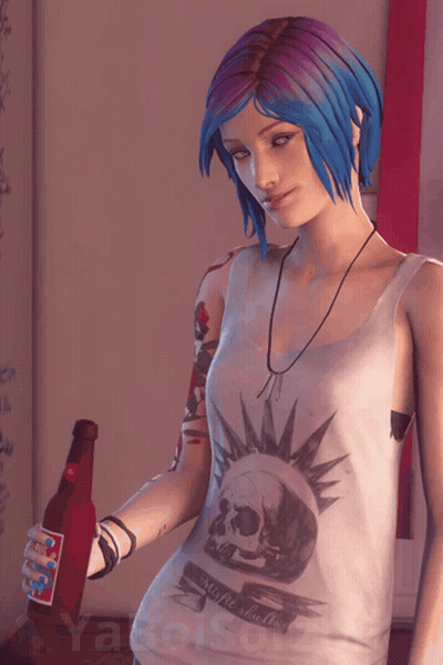 Blue-Haired Woman Holding Soda Saying Life Is Short GIF