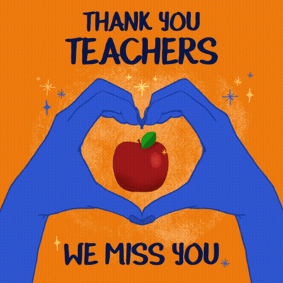 Blue Hand Making Heart With Apple Thank You Teachers GIF