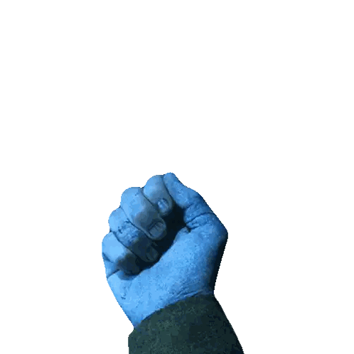 Blue Hand With Stitches Pointing Sticker