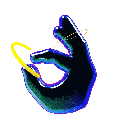 Blue Hand With Yellow Thumb Ring Sticker
