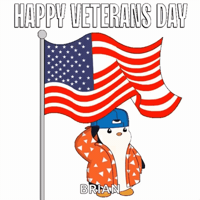 Blue Hat Penguin American Flag Happy Veterans Day Brian GIF