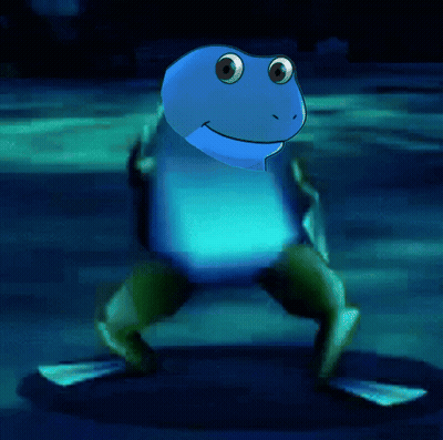 Blue-Headed Green-Legged Frog Dancing In Dark GIF