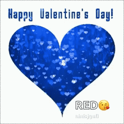 Blue Heart Saying Happy Valentine's Day