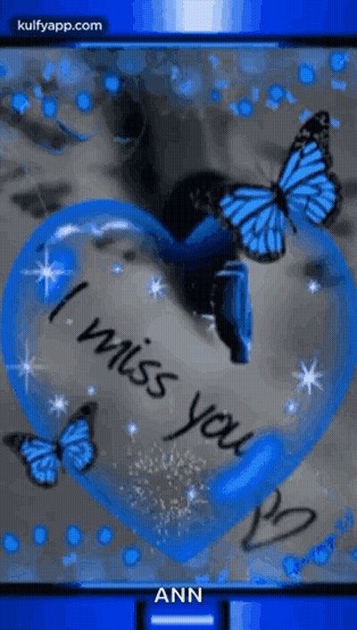 Blue Heart Saying I Miss You GIF
