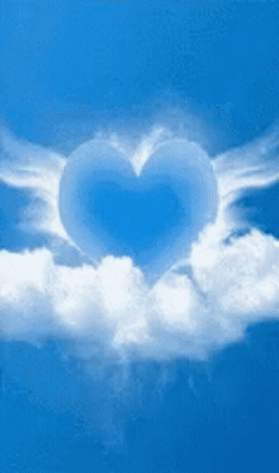 Blue Heart-Shaped Cloud With White Wings GIF