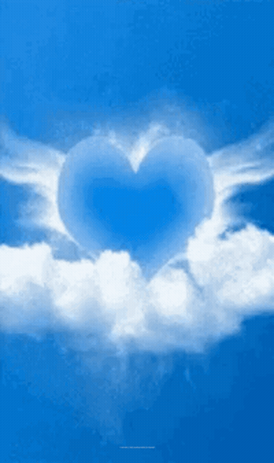 Blue Heart Shaped Cloud With Wings GIF