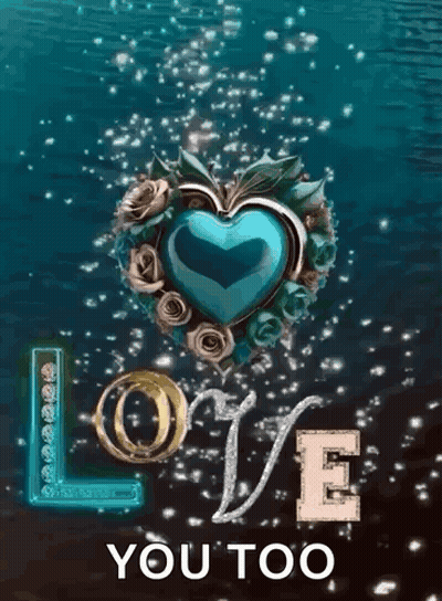 Blue Heart Surrounded By Flowers Love GIF