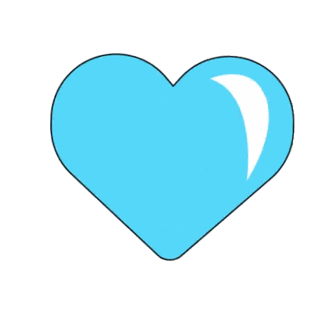 Blue Heart With Black Outline Sticker