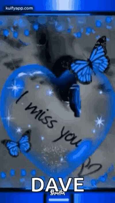 Blue Heart With Butterflies Miss You GIF