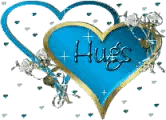 Blue Heart With Hugs Text Sticker