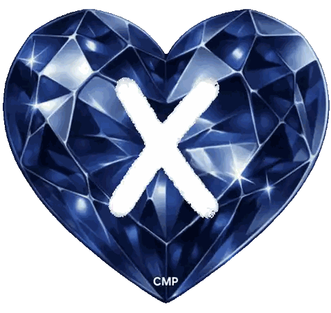 Blue Heart With Letter X Sticker