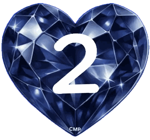 Blue Heart With Number 2 Sticker