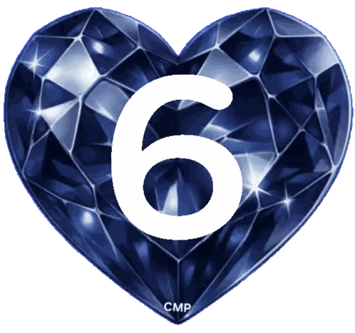 Blue Heart With Number 6 Sticker