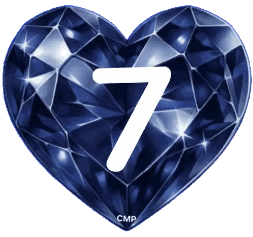 Blue Heart With Number 7 Sticker