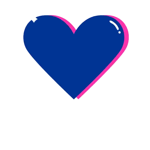 Blue Heart With Pink Stripe Sticker