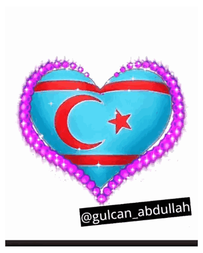 Blue Heart With Red Crescent Moon And Star Sticker