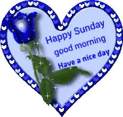 Blue Heart With Rose Happy Sunday Sticker