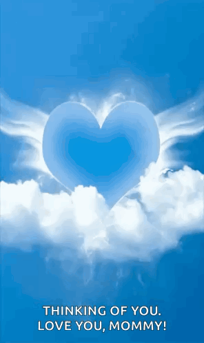 Blue Heart With Wings Floating GIF