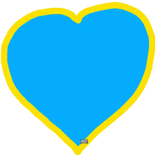 Blue Heart With Yellow Border And I Love You Sticker