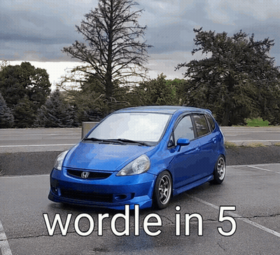 Blue Honda Car Parked With Wordle In 5 GIF