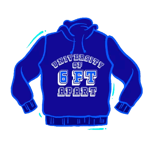 Blue Hoodie University Of 6 Ft Apart Sticker