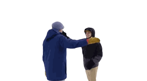 Blue Jacket Man Pointing Sticker