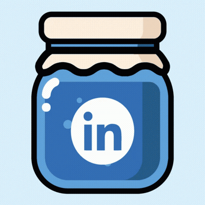 Blue Jar With White Circle And Word In GIF