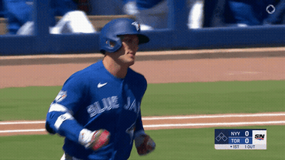 Blue Jays Baseball Player Running To Home Plate GIF