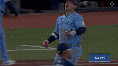 Blue Jays Baseball Player Running To Home Plate GIF