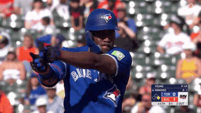Blue Jays Baseball Player Swinging Bat GIF